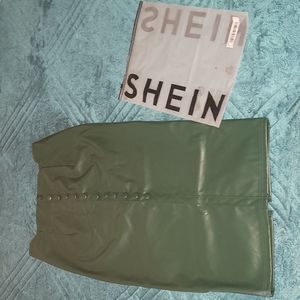 Shein, size M, green pu leather midi skirt.